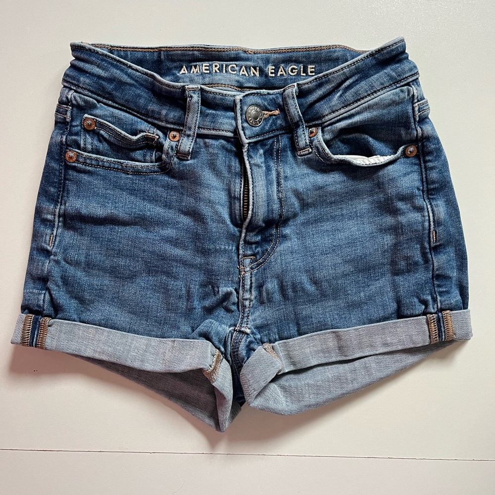American Eagle Outfitters Blue High-Rise Shortie Shorts